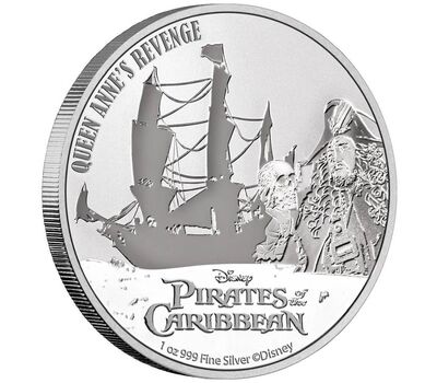  Монета 2 доллара 2022 «Месть королевы Анны. Чёрная борода. Пираты Карибского моря» Ниуэ (серебро 1 унция), фото 2 