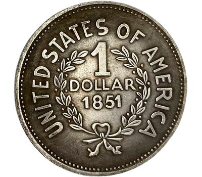 Монета 1 доллар 1851 «Индеец» США (копия), фото 2 