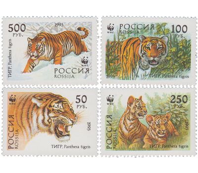  4 почтовые марки «Уссурийский тигр» 1993, фото 1 