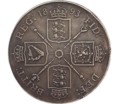  Монета 1 шиллинг 1893 «Королева Виктория» Великобритания (копия), фото 2 