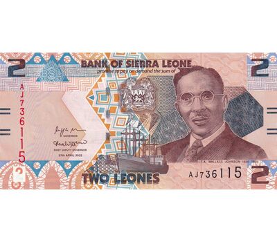  Банкнота 2 леоне 2022 Сьерра-Леоне Пресс, фото 1 