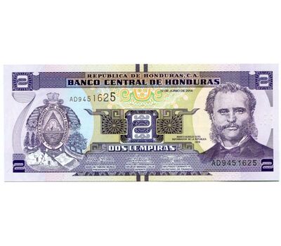  Банкнота 2 лемпиры 2014 Гондурас Пресс, фото 1 