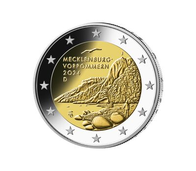  Монета 2 евро 2024 «Мекленбург-Передняя Померания (холм Кёнигсштуль)» Германия, фото 1 
