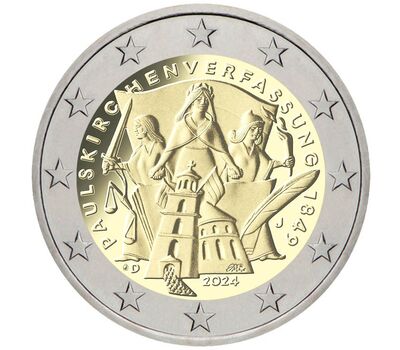  Монета 2 евро 2024 «175 лет Конституции Паульскирхе» Германия, фото 1 