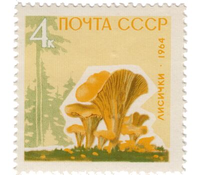  5 почтовых марок «Грибы» СССР 1964 (с лаком), фото 2 
