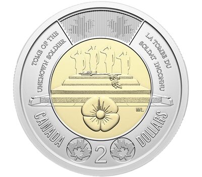  Монета 2 доллара 2025 «Неизвестный солдат. 25 лет репатриации» Канада, фото 1 